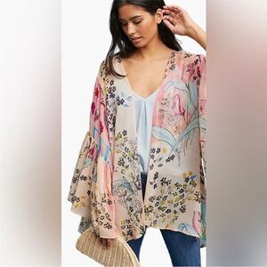 Saachi Floral Kimono open front duster, one size
